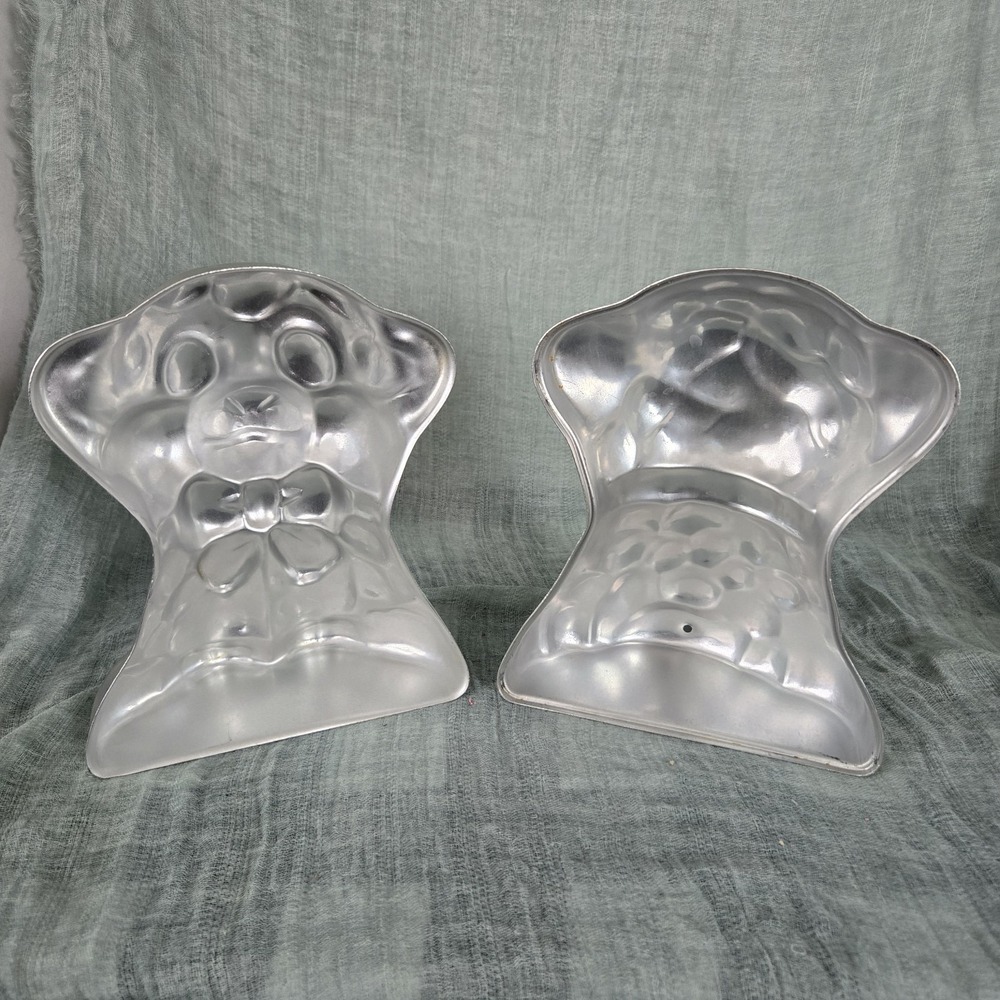VTG 1974 WILTON  Lamb Cake Pans 3D 2 Piece Aluminum Easter Shower Approx 9x7x6 - Picture 2 of 12